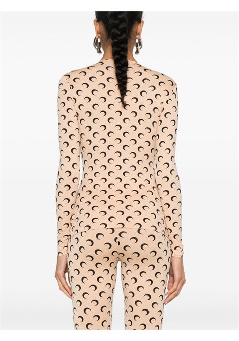 moon printed jearsey top woman beige MARINE SERRE | WTS006A CJER0001TA10